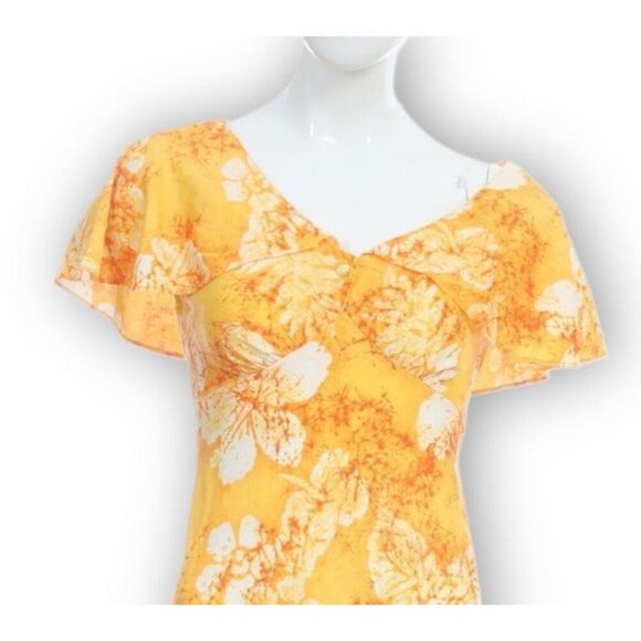 Vintage 70s Hawaiian Maxi Dress Size 6 Floral by Hukilau Fashions Honolulu 52" - Picture 5 of 5